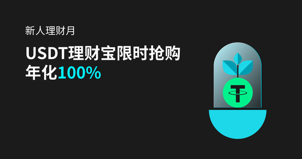 新人理财月： USDT 理财宝限时抢购，年化高达100%